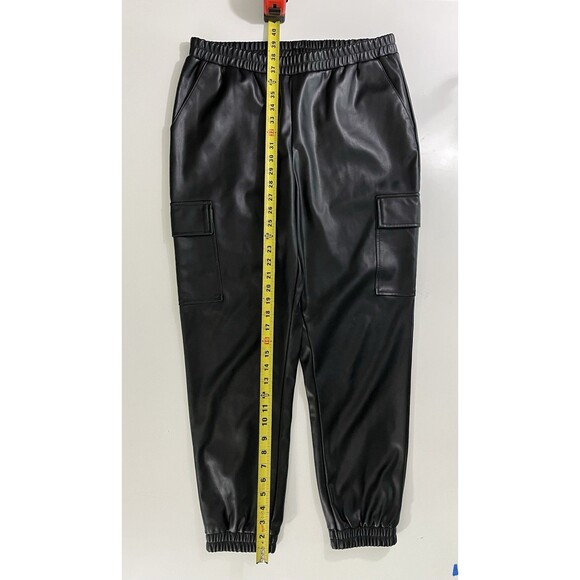 Steve Madden Womens Faux Leather Pull On Cargo Jogger Black Sz L Moto - Picture 5 of 12